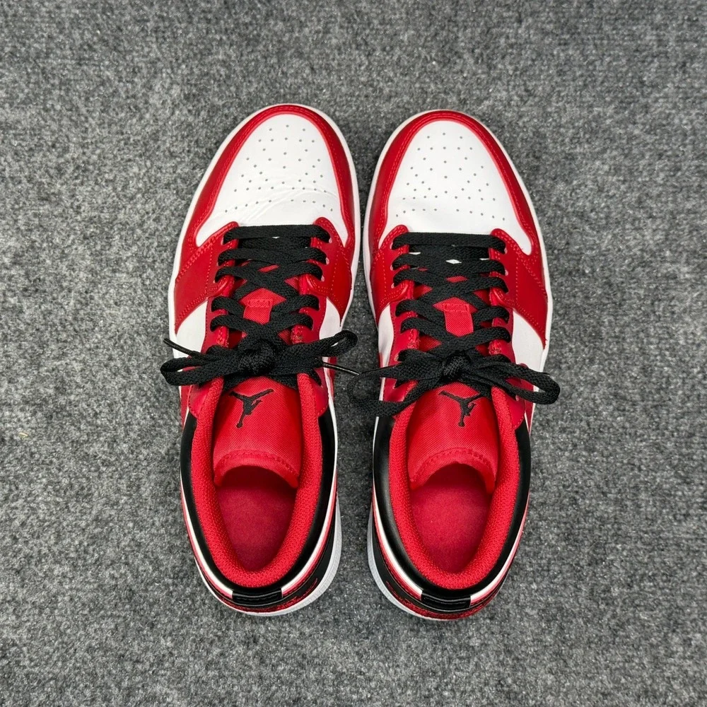 Jordan 1 Low Shoes Men's 10 Bulls Red White Black Athletic Hooping Sneakers